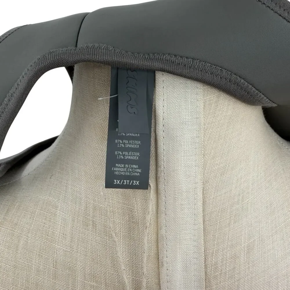 SKIMS Rubberized Scuba Swim High Neck Bikini Top Gray Chalk 3X NWT